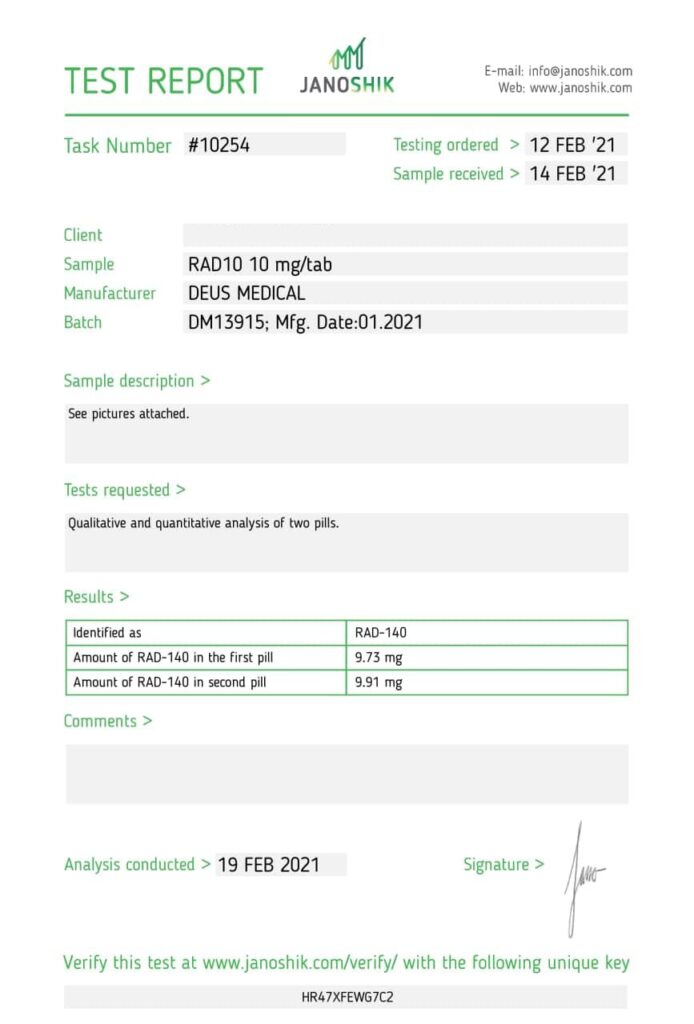 deus medical rad140 lab test