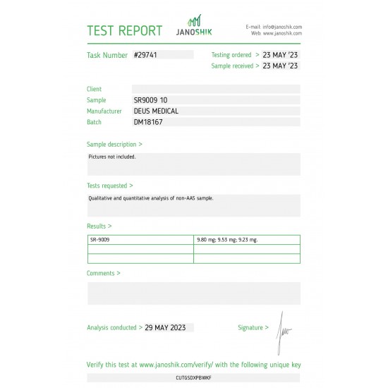 deus medical sr9009 lab test